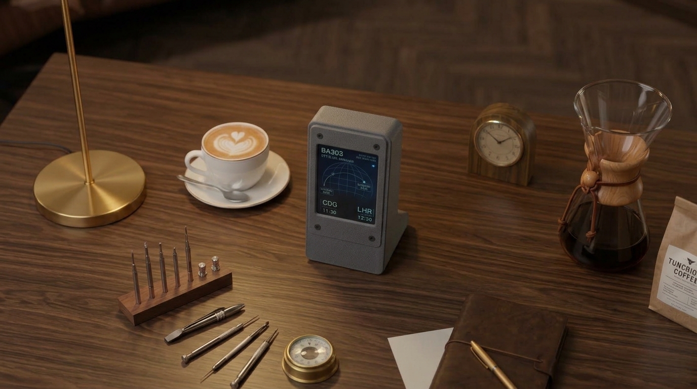 Flight Tracker on nightstand