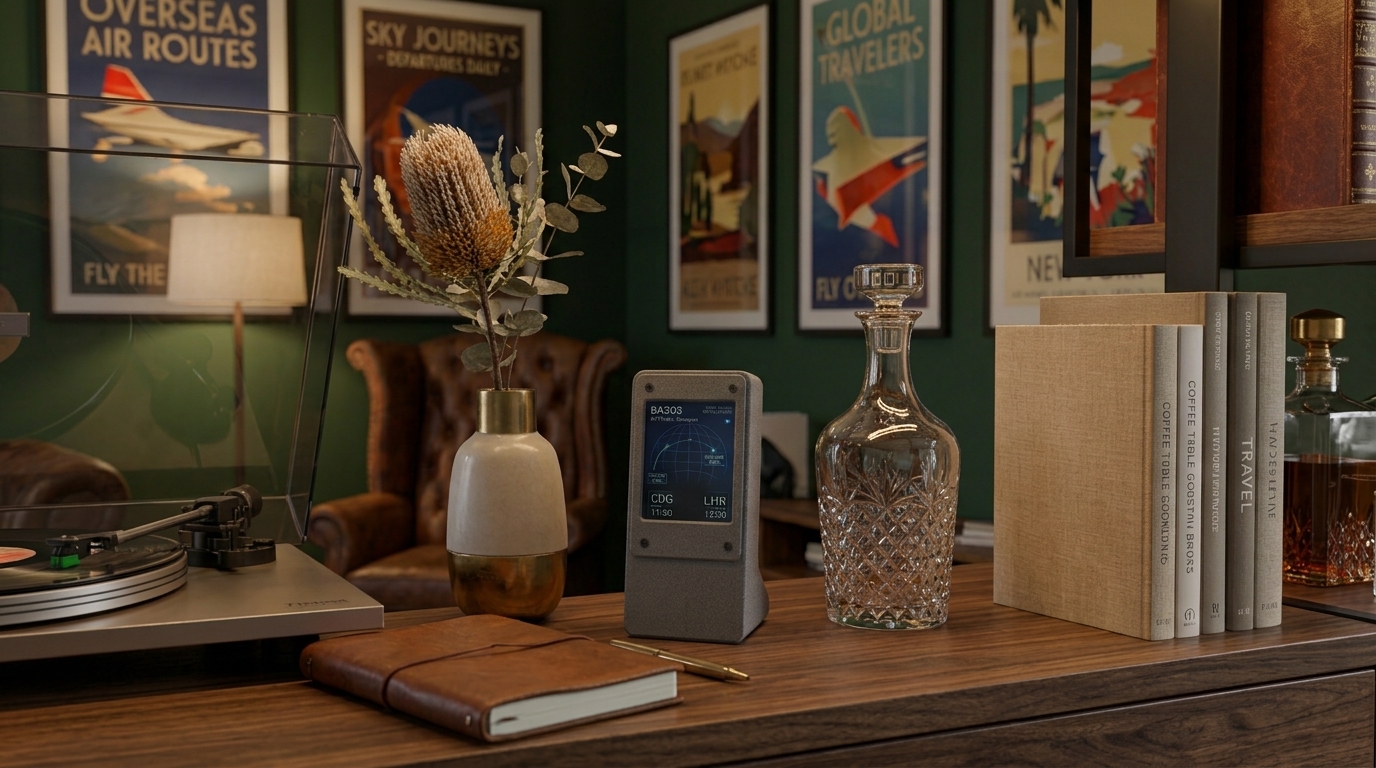 Flight Tracker on side table